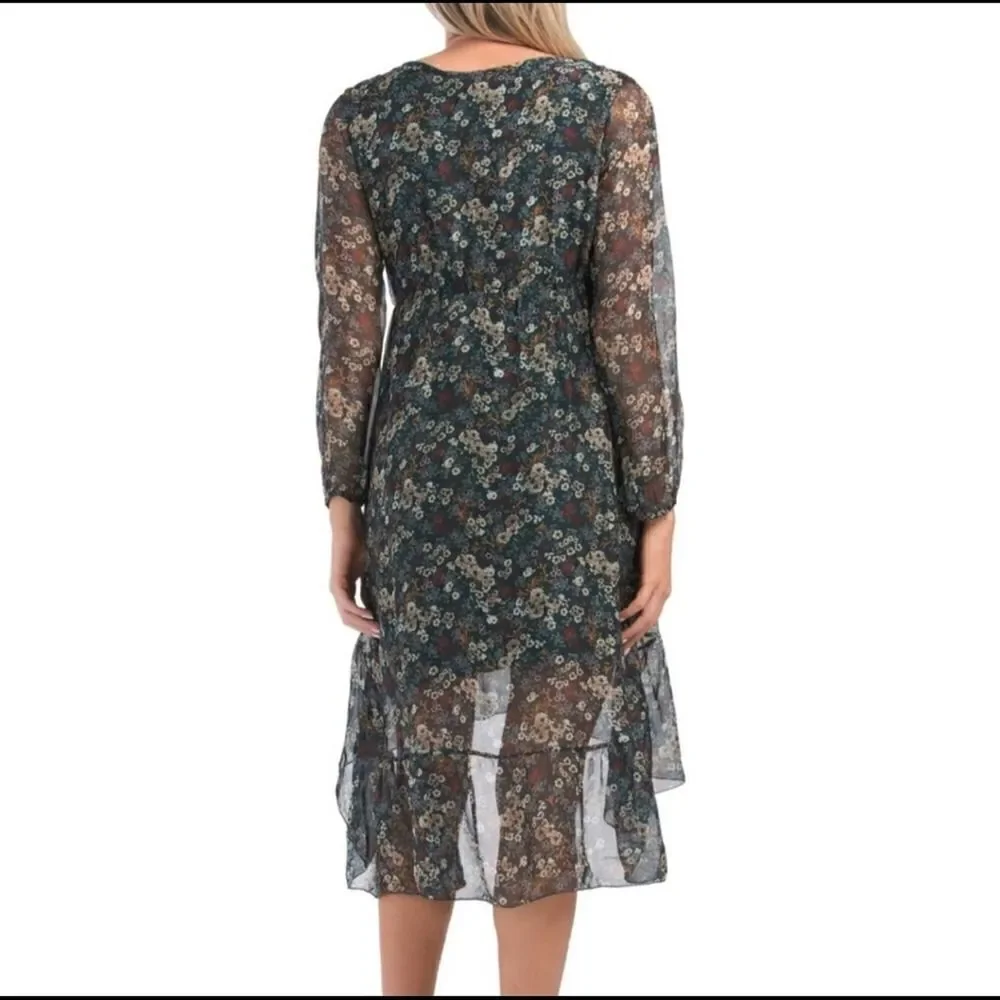 Elena Baldi Silk Floral Hi-Lo Dress Size Small